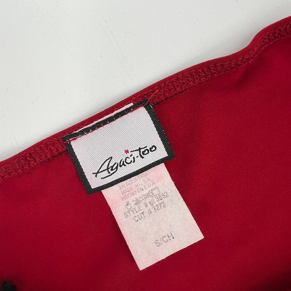Y2k Vintage Lace Front Corset Strapless Tube Top Ruffle Red Size Small - Picture 4 of 6